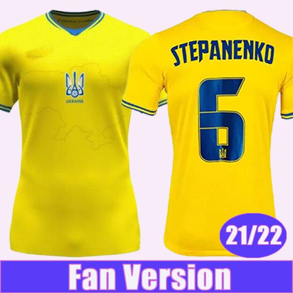 2021 2022 Jerseys de football de l'Ukraine Mens Zinchenko Malinovskyi Yarmolenko Konoplyanka Home Football Joullow Football Shirt Short à manches courtes