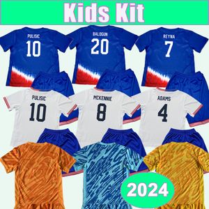 2024 United Aaronson Wrightkids Kit Soccer Jerseys Team National Pulisic Adams McKennie State Home Away Gk Child Suit Football Shirt