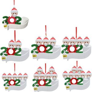 2020 PVC Ornements de Noël personnalisé Cartoon Père Noël Masque Bonhomme de neige Famille 2 3 4 5 Belle Arbre de Noël suspendus Pendentifs VT1726