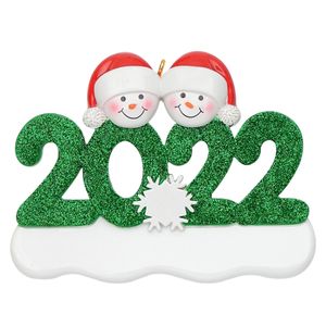 2022 Decoración navideña Adornos de bricolaje Fiesta de cumpleaños Producto de regalo Familia personalizada de 4 Adornos Accesorios de resina pandémica con cuerda roja