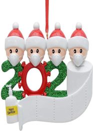 2020 Quarantine Christmas Decoration Gift Personnalisé Pendentif Pendants Pandemia Social Party Distancier Santa Claus Ornament1498235