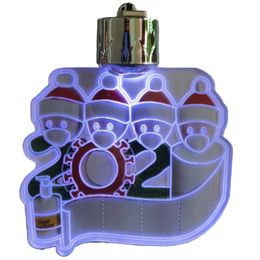 2020 Quarantaine Survivor Family Snowman Gezichtsmasker Kerst Hanger Acrylic LED Nachtlampje Kerstdecoratie