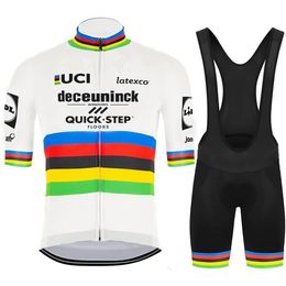 2020 Quick Step Team Champion du monde à manches courtes Maillot de cyclisme Vêtements d'été Ropa Ciclismo + Cuissard à bretelles Ensemble de coussinets en gel 3d Taille: xs-4xl0xb1