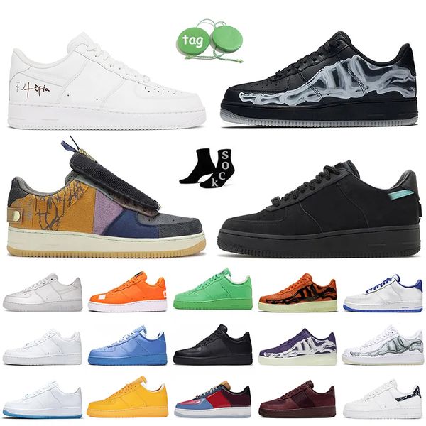 af1 off white nike air force 1 airforce travis scott one skeleton sneakers Blanc Noir Designer Chaussures Femmes Hommes Vert MCA Bleu Paisley LX UV Reactive Trainers