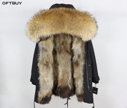 2020 Real Fur Coat Veste d'hiver Femmes Long Parka Afficielle Big Big Natural Raccoon Collier de fourrure Capre de fourrure épaisse chaude REAL FOX FORTURE CX21928298