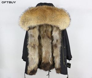 2020 Real Fur Coat Veste d'hiver Femmes Long Parka Afficielle Big Big Natural Raccoon Collier de fourrure Capre de fourrure épaisse chaude REAL FOX FORTURE CX21928298