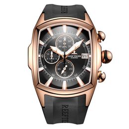 2020 Reef Tiger / RT Montres de sport étanches de luxe Date Bracelet en caoutchouc en or rose Montres militaires pour hommes Relogio Masculino RGA3069-T T200409