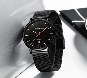 2020 Relogio Masculino Crrju Fashion Mens Watches top luxe blauw waterdichte horloges Ultradunne Casual Quartz Watch Men Sports Cloc4473147