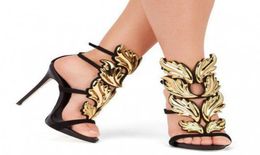 2020 Rinestono Alas de ángel Stiletto Lady Heels High Sandals Tribute Rome Style Diseñado Party Vestido zapatos Hoja de 11 cm S8069833