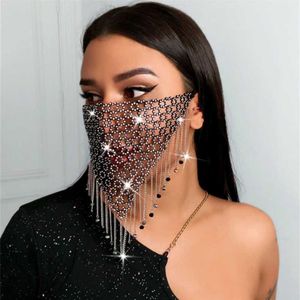 2020 Strass Gland Épissage Bijoux Masque Mode Sexy Glitter Femmes Diamant Crytal Facemask Party Show Bouche Masque De Mariage Q081195d