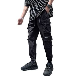 2020 cintas Harem Joggers hombres Cargo pantalones Streetwear Hip Hop Casual bolsillos pantalones de chándal masculino Harajuku X0615