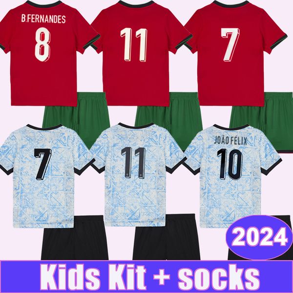 2024 Portugal PEPE DIOGO COSTA Kit Costume pour enfants Maillots de football Équipe nationale DANILO ANTONIO S. N.MENDES B.FERNANDES Maillots de football à domicile