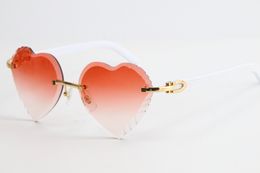 Verkopende nieuwe randloze zonnebril Witte plank Zonnebril 3524012 Top Rim Focus Eyewear Slanke en langwerpige driehoek Lenzen Fanciful Unisex Fashion Accessoires