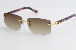 Randloze marmeren paarse plank zonnebril 8200757 mode hoge kwaliteit grote vierkante bril mannelijke en vrouwelijke ontwerper heren vrouwen luxe zonnebril