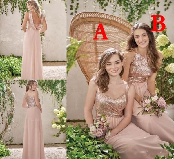 2020 Robes de demoiselle d'honneur à paillettes en or rose sexy