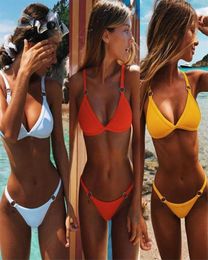 2020 Sexy Thong Micro Bikini Lady Swimsuit Solid Pushup Swimsuit Women Bikini Set Brazilië1243J8567522