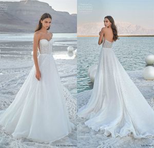 2020 Sharkling A-Lijn Bruidsjurken Strapless Geappliceerd Kant Beaded Court Trein Trouwjurk Custom Made Vestidos de Novia