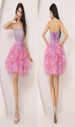 2020 Korte Homecoming Jurk goedkope mint organza sweetheart kralen lilac prom party 8e diploma -jurken mini rok een lijn strapl6825045