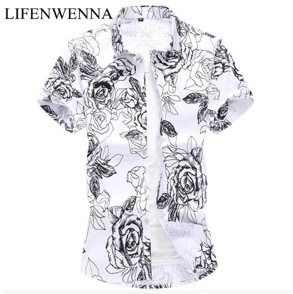 Camisa de hombres de manga corta 2020 Camisa casual hawaiana Camisas de patrón de verano masculino Flamencos Camisas de vestir para hombre de algodón más 6xl 7xl6464843