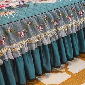 2020 zijde quilt Queen King Size bed rok voor sprei beddenbed bedekking kussensloop beddengoed set