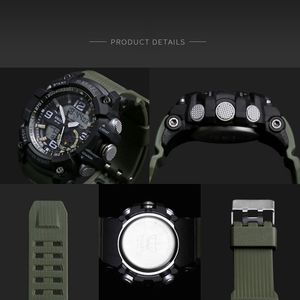 Smael Horloge Sport heren Horloge LED Digitale Klok Waterdicht Dual Time Horloge Militair Horloge 1617 Heren Horloges Militair
