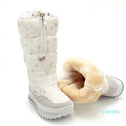Botas de nieve 2020, botas de invierno para mujer, zapatos cálidos de felpa alta, fáciles de usar, zapatos blancos con cremallera para niñas, zapatos femeninos de talla grande 35-422119