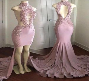 2020 Speciaal ontwerp van High Collar prom jurk juweel chiffon kanten avondjurk bloemen patroon modern sexy vintage klassiek prom dr3478513