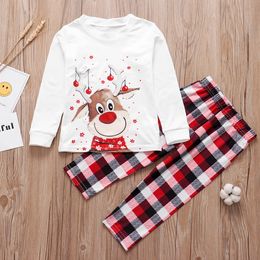 2020 Special Occasions Herten Volwassen Kid Familie Bijpassende Kleding Top + Broek Kerstmis