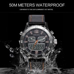 Sport horloges waterdichte echte dual display kwarts polswatchescool man klok mode smart digital horloge led Men 1281