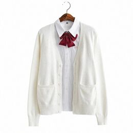 2020 Printemps Cosplay School Uniforme Pull pour filles Femmes Lg manches tricotées japonais marin uniforme Cardigans avec noeud rouge q0Q6 #