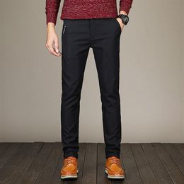 Pantalones de primavera 2020 para hombre, pantalones Chinos elásticos de negocios a la moda para hombre, pantalones informales de algodón negro, Pentalon Homme, ropa para hombre 349L