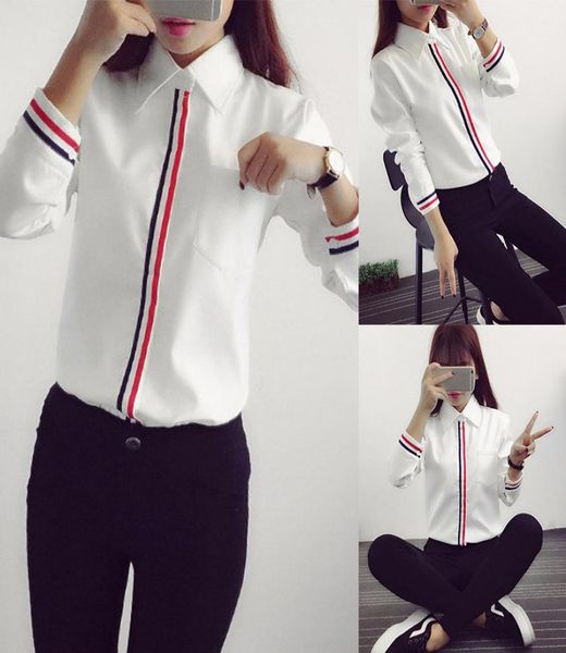 2020 Spring Summer Femme Office Lady Formal Bouton Down Long Manche à manches longues Blouse Coton Coton Soft Casual White Shirt Tops6726773