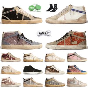 Golden Goose Mid Star Designer Shoes Leather Suede Lilac Glitter Silver Pink Burgundy Gold Vintage Italy Brand Canvas Trainers Platform Sneakers
