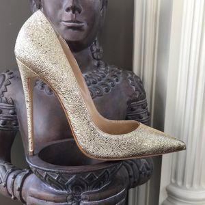 Mode d'été femmes pompes or imprimé bout pointu mariée chaussures de mariage talons hauts en cuir véritable vraie photo 12cm 10cm