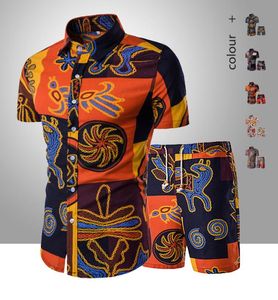 2020 Men d'été Fashion Floral Print Shirts Shorts Sets Male à manches courtes masculines Man Hawaiian Beach Casual Tracksuit plus taille Q01253146204