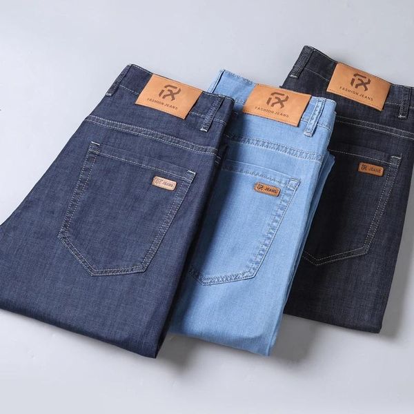 Jeans pour hommes 2022 été mince affaires décontracté élastique confort droit Denim pantalon mâle haute qualité marque pantalon