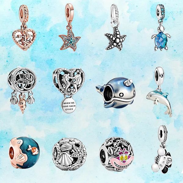 2020 Summer Series Marine Life Ippocampo scavato, guscio di stella marina, delfino. Narwhal Charm fai da te originale 1: 1 gioielli femminili Q0531