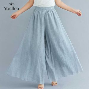 2020 Pantalon de jupe d'été Mori fille rétro plus taille coton lin pantalon à jambe large pantalon décontracté hig