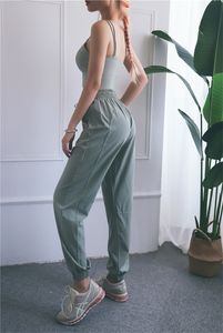 2020 été couleur unie pour les femmes pantalons d'exercice Leggings cordon de serrage lâche pantalons de yoga décontractés vêtements de sport vêtements d'entraînement S-XL LY624