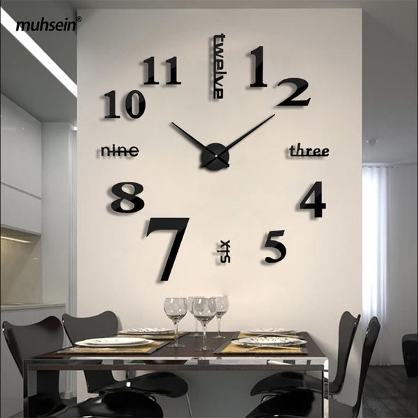 2020 Super Big DIY Horloge murale Acrylique Miroir en métal Super Big personnalisé Montres numériques Horloges Freeshipping 130cm x 130 cm Y200109