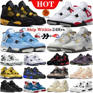 Hommes Jumpman 4 Chaussures de basket-ball 4S Ciment rouge Thunder Militaire Black Cat Seafoam Photon Dust Pine Green University Blue Midnight Navy Womens Designer Sneakers