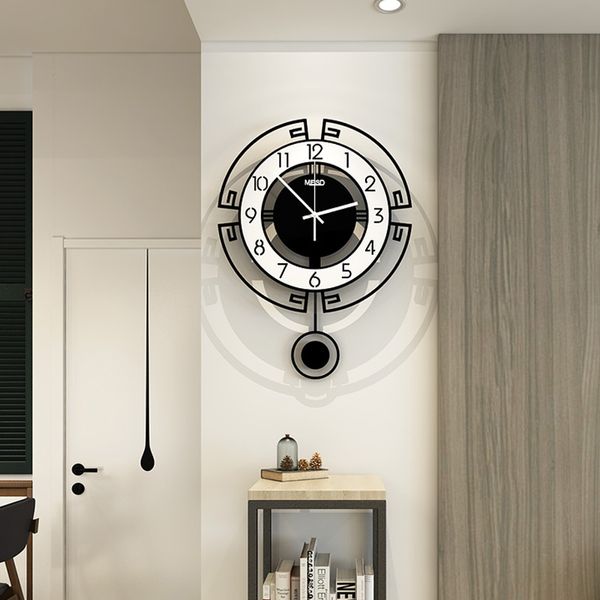 2020 Swing Acrílico Cuarzo Reloj silencioso con etiqueta de la pared Diseño moderno Reloj de péndulo Relojes Decoración de la sala de estar 35 cm Y200407