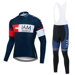 2020 Team IAM maillot de cyclisme à manches longues ensemble printemps automne Ropa Ciclismo vêtements de vélo de course respirants VTT vélo 9D gel pad3071