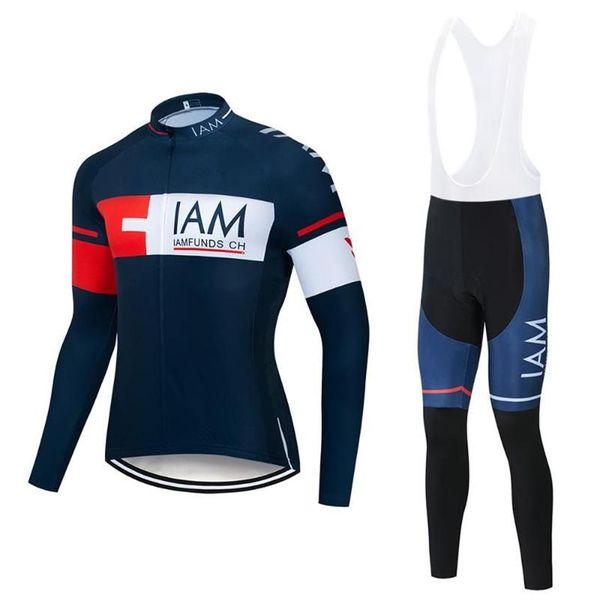 2020 Team IAM maillot de cyclisme à manches longues ensemble printemps automne Ropa Ciclismo vêtements de vélo de course respirants VTT vélo 9D gel pad238S