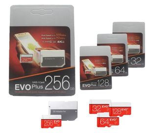 2020 el último producto 128GB 64GB 32GB EVO PLUS Tarjeta Micro SD TF 256GB UHSI Class10 DHL 100pcs9408852