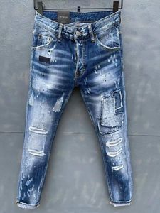 Modieuze Europese en Amerikaanse casual jeans in, hoogwaardige gewassen, met de hand gedragen, strakke gescheurde motorfiets Jean DS9605