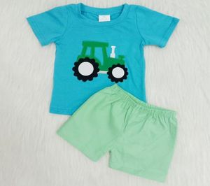 2020 Toddler Boy Designer Vêtements Été Ensemble blanc Bleu Imprimé Bleu à manches courtes Pantalons Tshirt 2PC