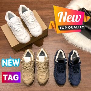 Nuevos zapatos casuales 574 Zapatillas de deporte de diseñador Zapato de plataforma para mujer Zapatilla de deporte de mezclilla Tela transpirable Lona Colonial Beige Azul real Blanco Hombres Zapatillas de deporte Zapatillas de deporte de moda