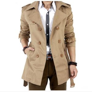 2020 Trench Coat Men Classic Double Breasted Mens Long Coat Masculino Mens Clothing Lange Jackets Lozers Britse stijl Overjas 282F