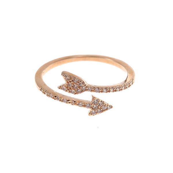 2020 tendance vente arc et flèche bague bijoux simples dames micro incrusté zircon rose bague en or mode tempérament sauvage femme bague cadeau